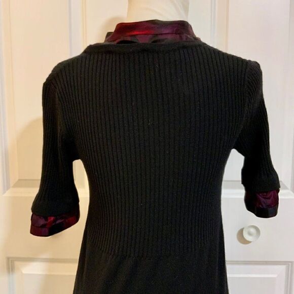 Theory Black Wool Removable Collar Sweater Dress Medium - Picture 6 of 11